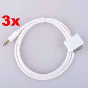  Neewer 3x White Dock AUX 3.5mm Audio Cable for iPhone 4G 
