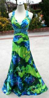 NWT NIGHT WAY $170 GREEN / MULTI Formal Evening Gown 2  