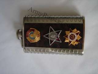 New Flask Stainless Steel USSR Lenin WWII Badge Canteen  
