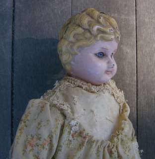 Antique 1900s Tin Head Minerva Doll #5 Original Clothes  