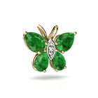 Jewels For Me Pear Cut 14K Yellow Gold Emerald Butterfly Pendant