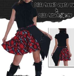 L04 red/blk check short lolita punk skirt,rock  