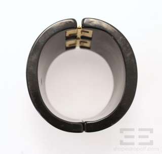 Chanel Black And White Resin CC Wide Cuff Bracelet, 03C  