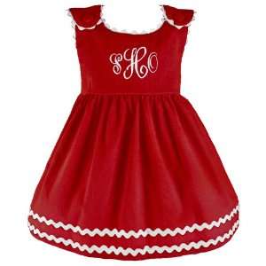  girls red corduroy dress w/ white ric rac
