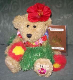Hawaiian Collectible Passport Bearfoot Plush Teddy Bear Hula Dancer 