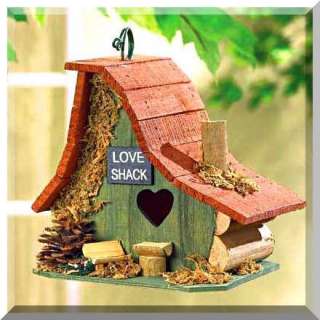 Brand New Adorable LOVE SHACK Cabin Wood BIRDHOUSE  