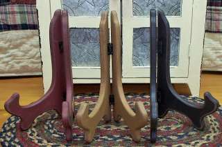 PRIMITIVE WOOD PLATE STAND, 7 TALL, ASSORTED COLORS  