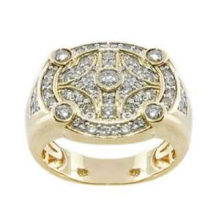   New Mens Round Cut Diamond Ring Comfort Fit Handmade 14k Yellow Gold