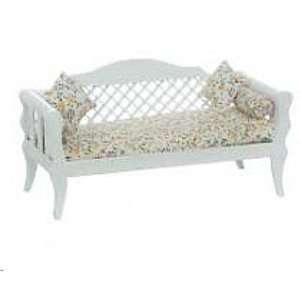    Dollhouse Miniature White Daybed with Pillows 