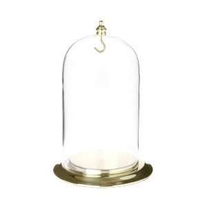 Glass Doll Dome with Brass Base with Brass Hook & Knob   4 x 7 