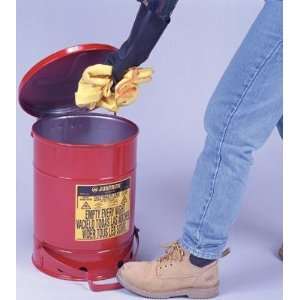  Justrite® Red Oily Waste Can With Foot Lever Opening 