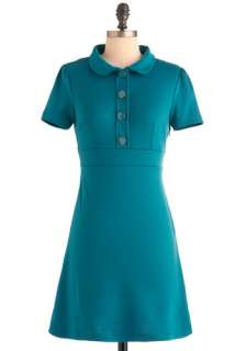   Inspired, Blue, Solid, Buttons, Peter Pan Collar, 60s, Short Sleeves