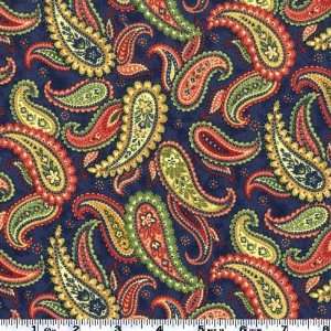  45 Wide Flannel Paisley Navy Fabric By The Yard Arts 
