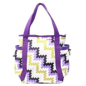   Girls Tote Bag Tribal Chevon zig zag pattern purple and tan and white