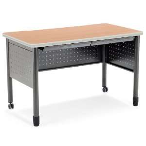 Table Desk with Drawers 55W Maple Top Finish/Gray Base 
