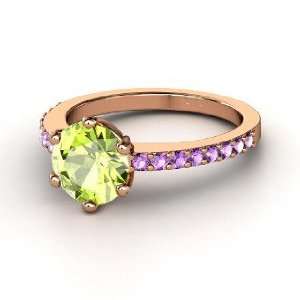  Majesty Ring, Round Peridot 14K Rose Gold Ring with 