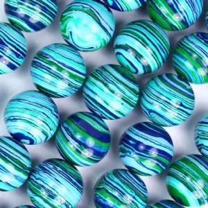  12mm Round Blue and Green Mosaic Gemstone Beads Arts 