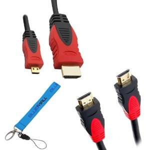  Micro HDMI to HDMI Cable (Black/Red) + 3FT HDMI WITH ETHERNET Cable 