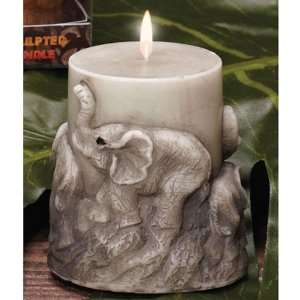  Sculpted Gray Elephant Pillar Candle, Small (Set of 6 