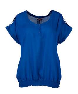 Blue (Blue) Inspire Blue Dobby Blouse  249625040  New Look