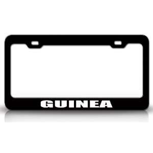 GUINEA Country Steel Auto License Plate Frame Tag Holder, Black/White