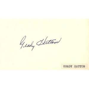 Grady Hatton Autographed 3x5 Card   Cincinnati Reds  