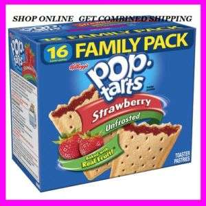 16 Tarts Kelloggs Pop Tarts Unfrosted Strawberry Family