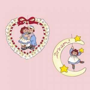  4 RESIN RAGGEDY ANN & ANDY ORNAMENTS, SET OF 2 ASSORTED 