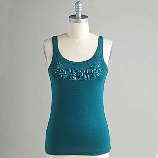   100% Cotton Jeweled Tank Top  Basic Editions Clothing Womens Tops
