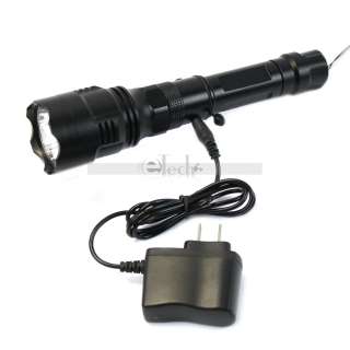   Rechargeable Battery Strong Light Flashlight Torch Car Charger Black