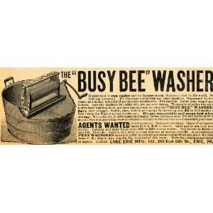  1892 Ad Lake Erie Manufacturing Busy Bee Antique Laundry 