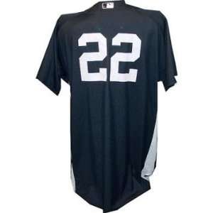  #22 Yankees 2010 Spring Training Game Used Home Navy Jersey (Silver 