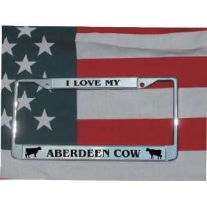  ABERDEEN COW LASER ENGRAVED CHROME LICENSE PLATE FRAME NEW 