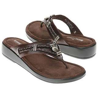 Womens Minnetonka Moccasin Silverthorne Thong Brown Shoes 