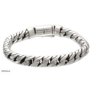 Mens Jewelry, Sterling Silver Braided Bracelet, Strength 0.3 W 7.9 