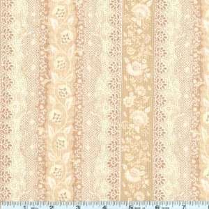  45 Wide Marie Osmond Lace Stripe Tan Fabric By The Yard 