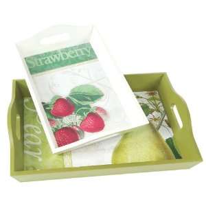  Pack of 4 Farm Fresh Strawberry & Pear Wooden Serving 