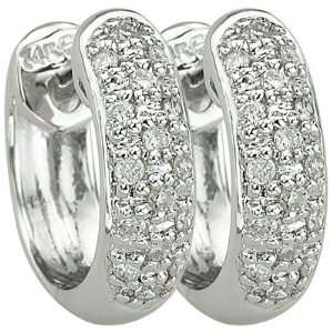 14K White Gold Pave Set Round Diamond Hoop Earrings (0.15 ctw, GH, SI1 
