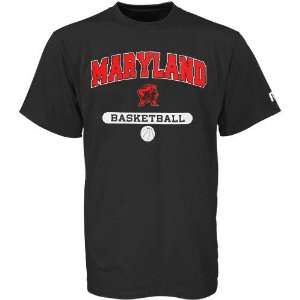  NCAA Russell Maryland Terrapins Black Basketball T shirt 