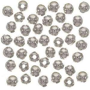  Silver Plated Round Beads 6mm Large Hole (50) Arts 