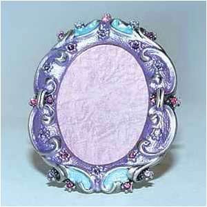 Light Blue Purple Swarovski Crystals Miniature Oval Picture Frame for 
