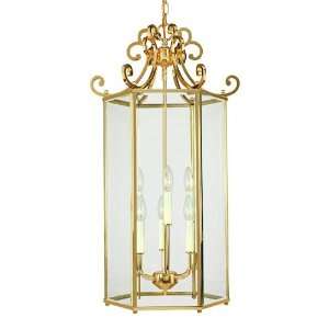   Light Foyer Lantern in Polished Brass with Clear Beveled Glass glass