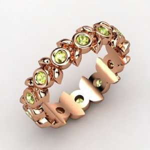  Apple Wreath Ring, 14K Rose Gold Ring with Peridot 