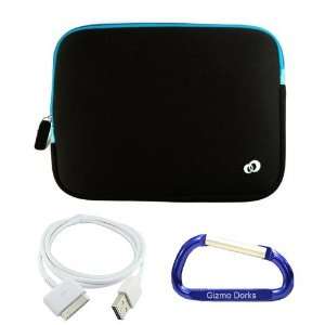  Case (Black / Blue) and USB Data Sync Cable with Free Carabiner Key 