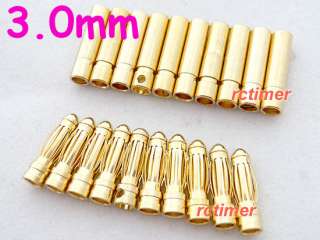 10 Pair 3.0mm Heavy Duty Gold plated Spring Connector  