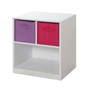 Kids Nightstand with Baskets (White / Pink) (21.5H x 19W x 15.75D 