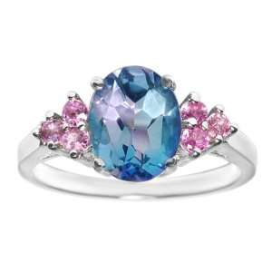  3.00 Ct Mystic Topaz Pink Sapphire Sterling Silver Ring 