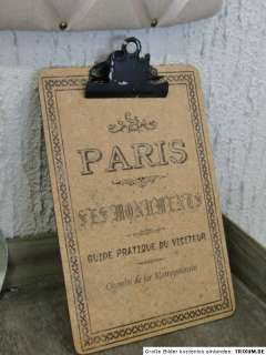 franz. Klemmbrett Din A4 Vintage Shabby Chic PARIS  