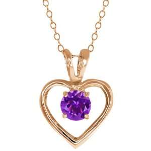    0.75 Ct Round Purple Amethyst 14k Rose Gold Pendant Jewelry