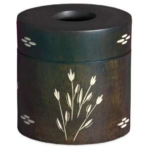  lacquered Tissue Paper Box Cover With Hand etched Flowers (Thailand 